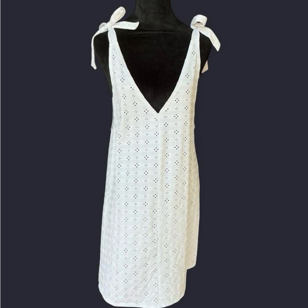 Coastal Coquette White Eyelet Tie-Shoulder Swim Cover